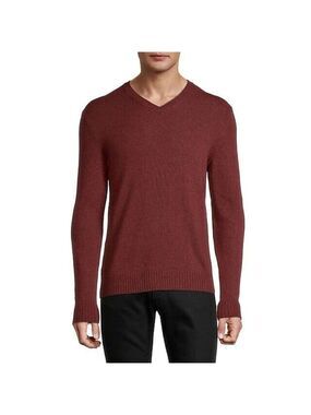 Black Brown 1826 Wool-Blend V-Neck Sweater in Spice Berry Size XL